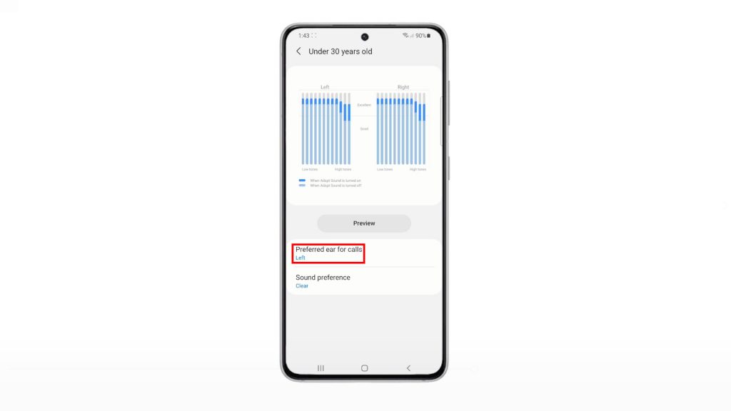 preferred ear for calls galaxy s21 adapt sound pefc