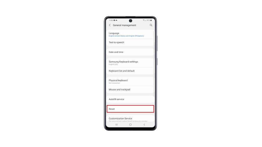 reset settings galaxy a51 3