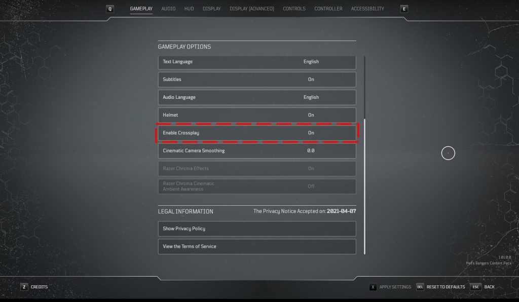 Outriders crossplay option