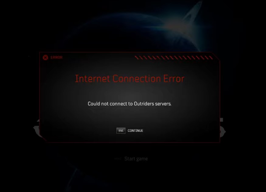 outriders internet connection error