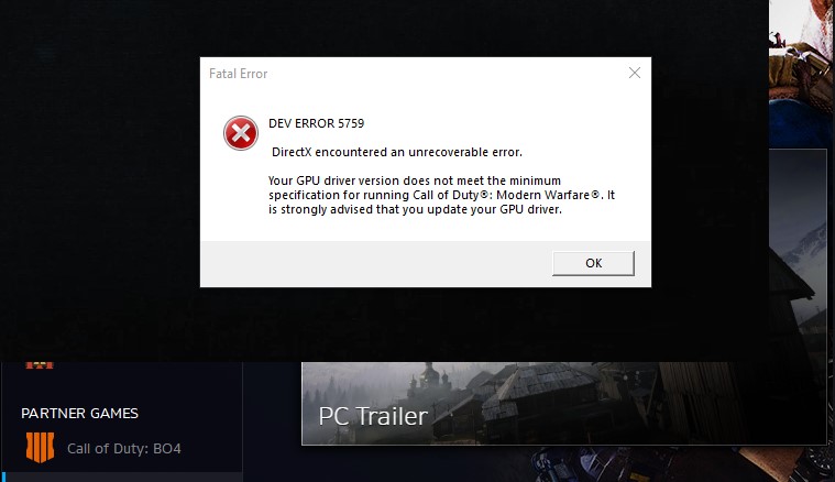 Ошибка dev error 5759 при запуске call of duty warzone