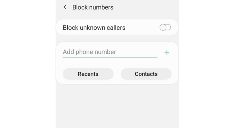 block numbers on Samsung Galaxy A10
