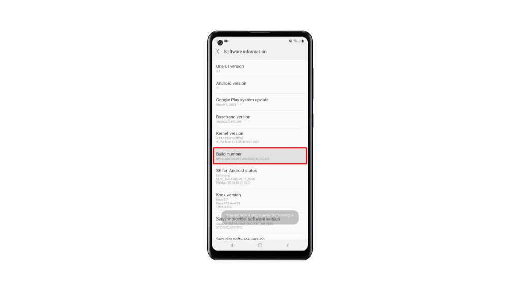 activate developer options galaxy a21s 3