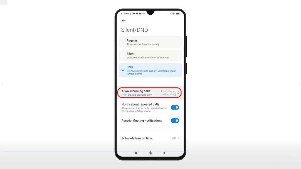 activate manage redmi note8pro do not disturb exceptions