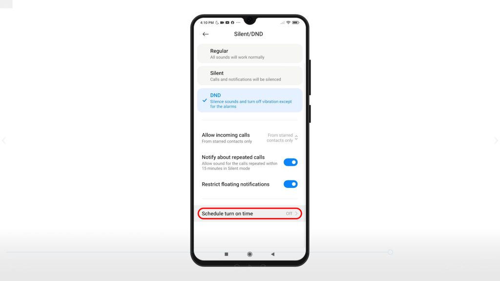 activate manage redmi note8pro do not disturb schedule