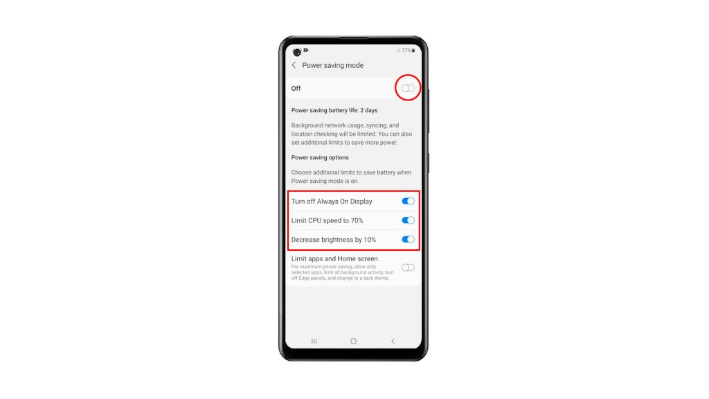 activate power saving mode galaxy a21s 4