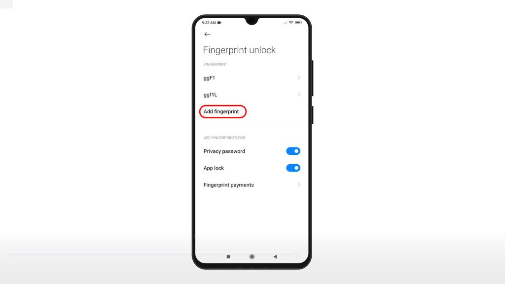 add new fingerprint xiaomi redmi note8pro addfinger