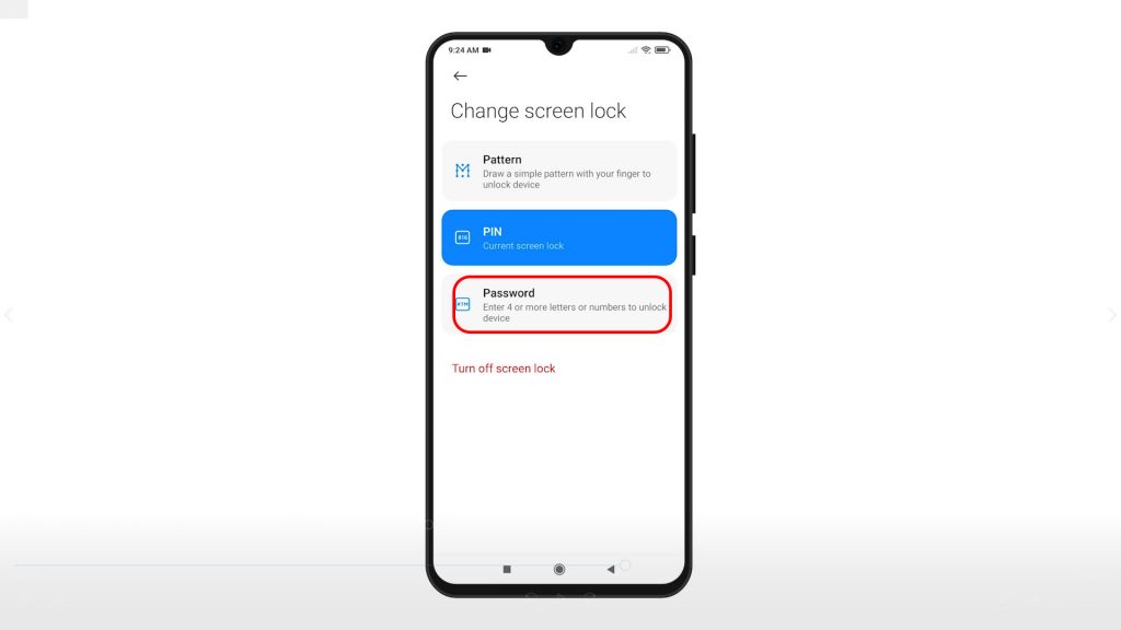 add new password xiaomi redmi note8pro pw