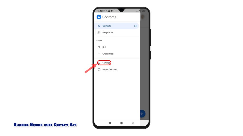 block number redmi note8 pro contactssettings