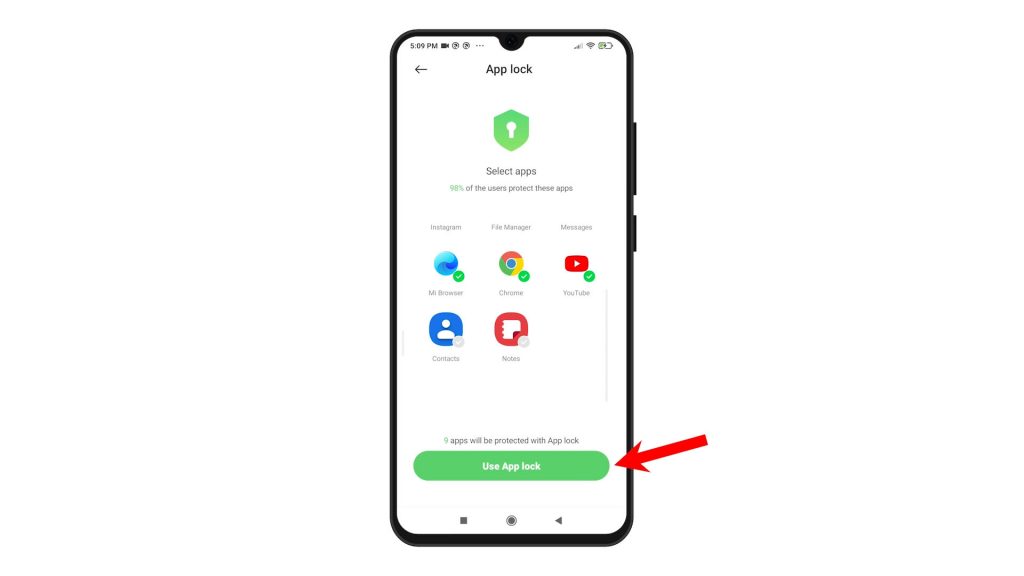 enable app lock redmi note8pro useapplockl