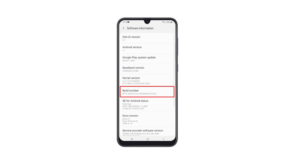 enable developer options galaxy a31 4