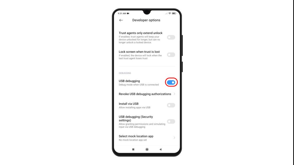 enable xiaomi redmi note8pro usb debugging switchon