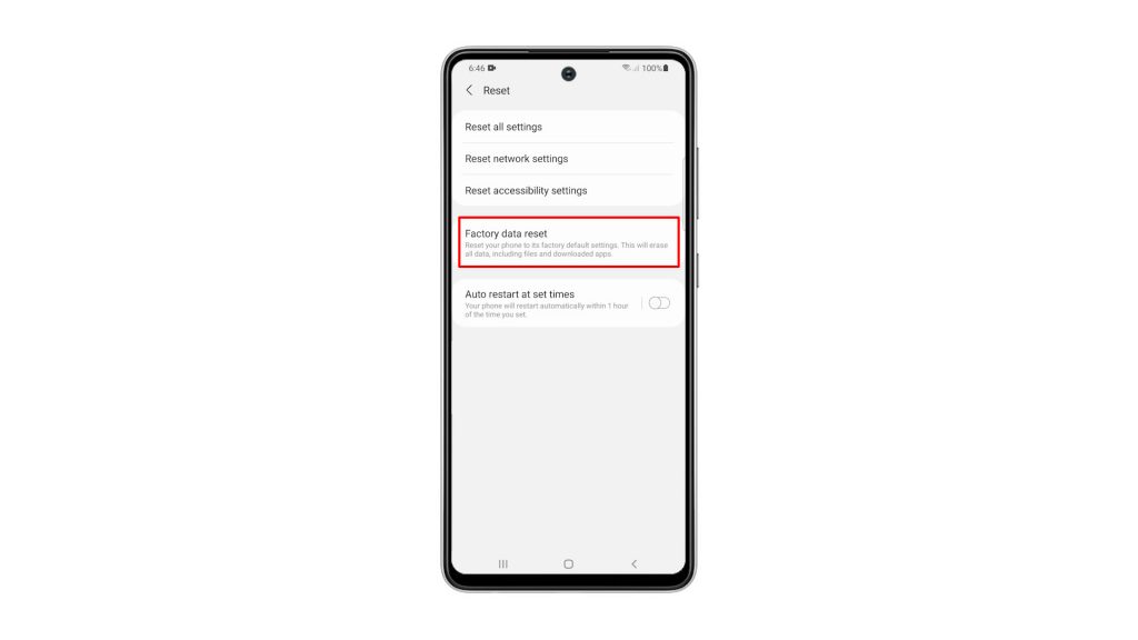 factory reset galaxy a52 5