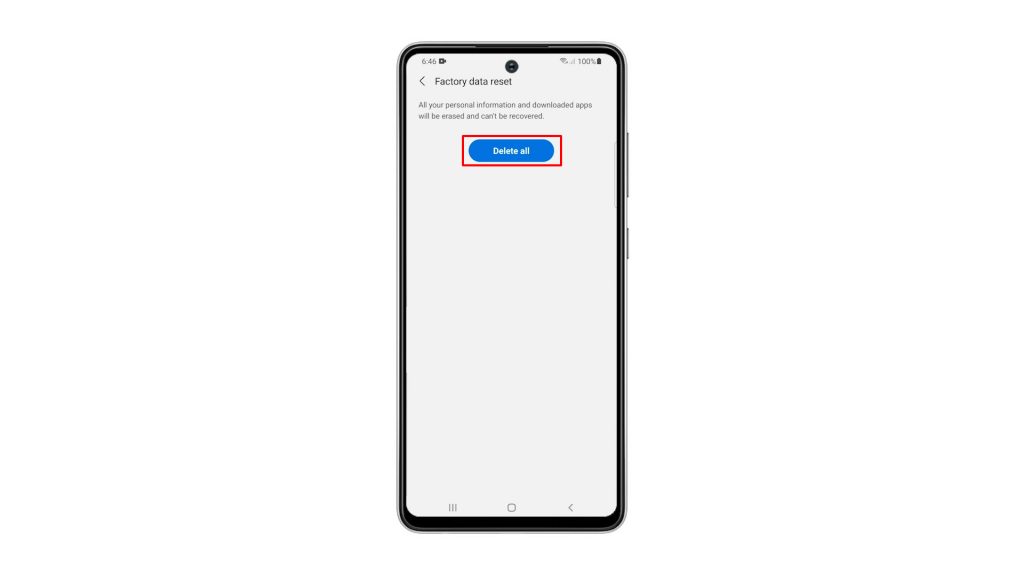 factory reset galaxy a52 7