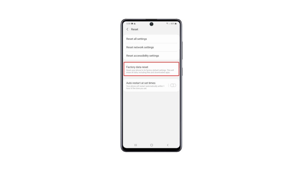 factory reset galaxy a71 4