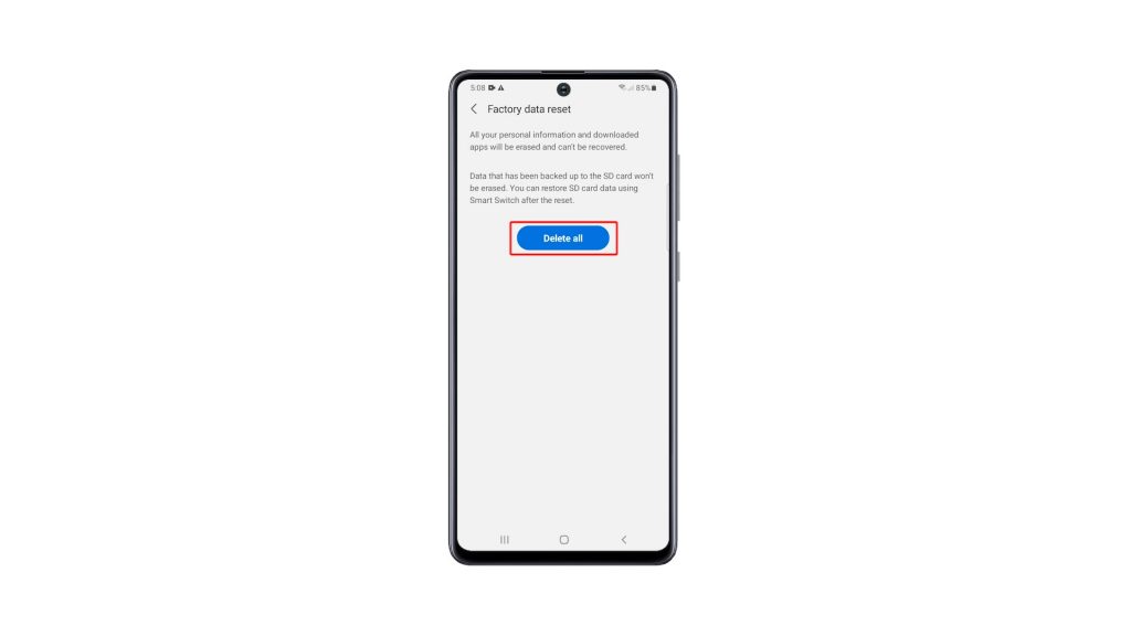 factory reset galaxy a71 6