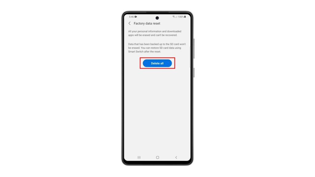 factory reset galaxy a72 7