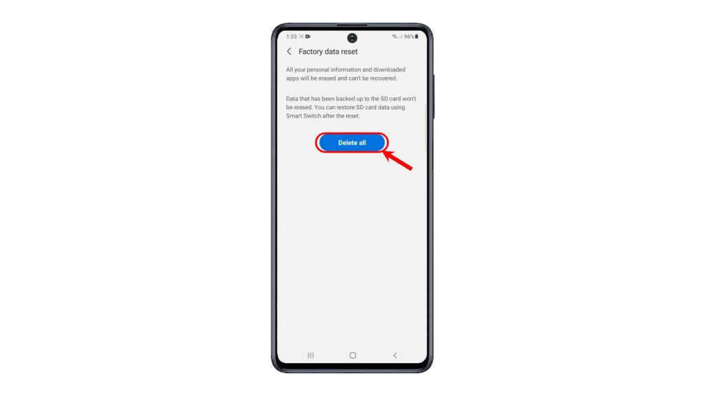 factory reset galaxy m51 via settings deleteall