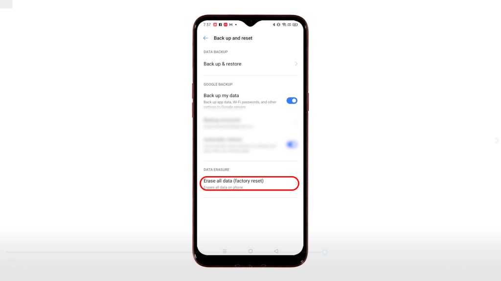 factory reset realme narzo10 via settings eadata 1