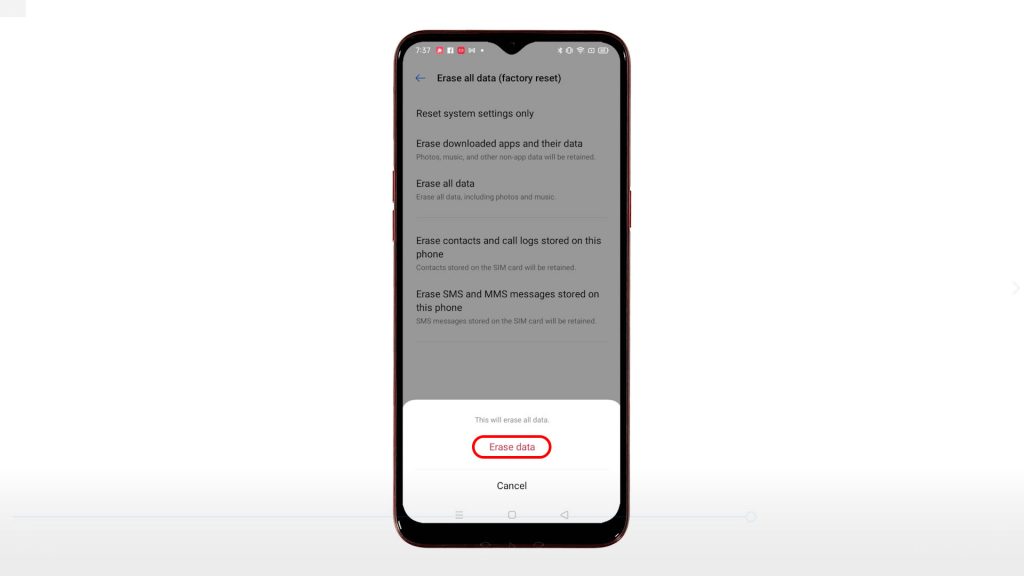 factory reset realme narzo10 via settings erasedata1