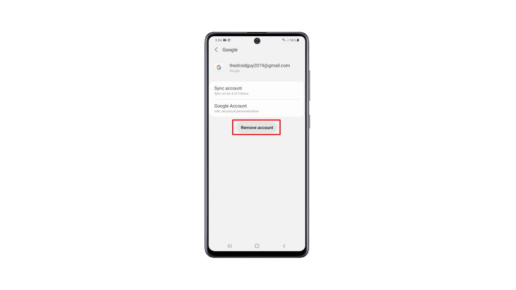 remove google account galaxy a51 4