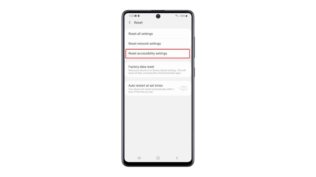 reset accessibility settings galaxy a51 4