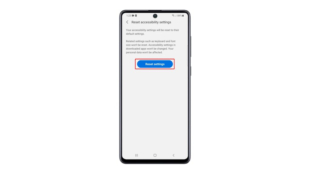 reset accessibility settings galaxy a51 5