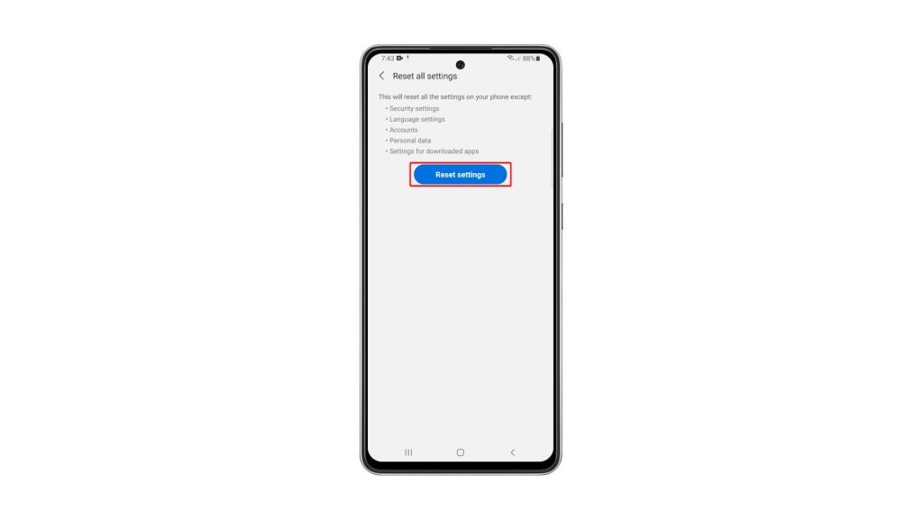 reset all settings galaxy a72 6