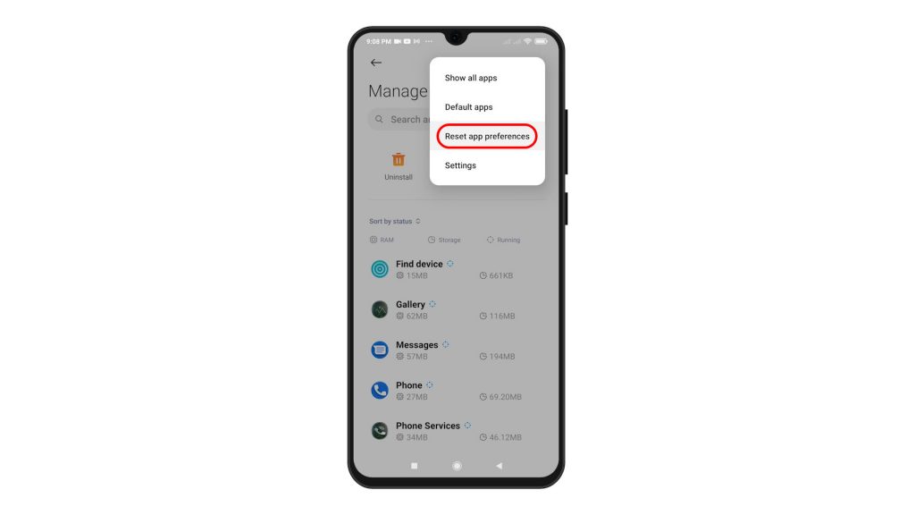 reset app preferences xiaomi redmi note8pro rap