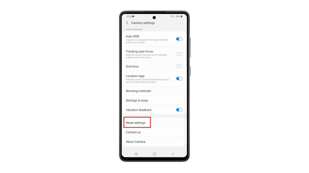 reset camera settings galaxy a72 3
