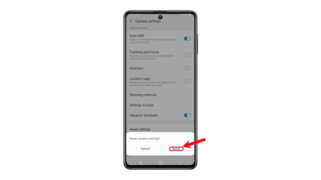 reset camera settings galaxy m51 confirm