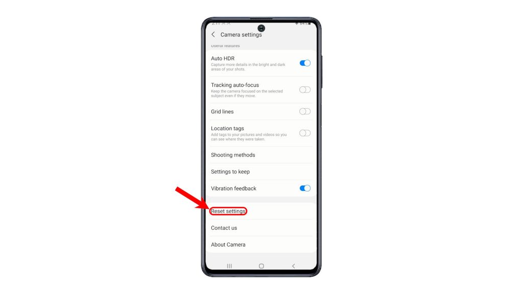 reset camera settings galaxy m51 resetsettings