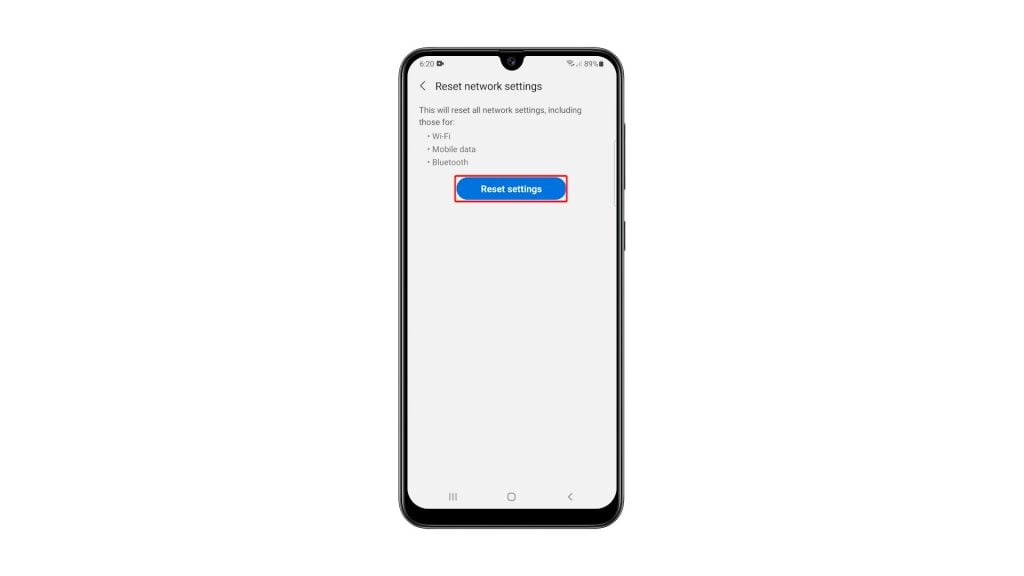 reset network settings galaxy a31 5