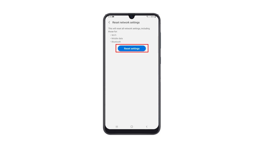 reset network settings galaxy a50 5