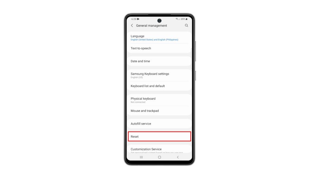 reset network settings galaxy a52 4