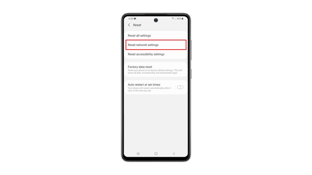 reset network settings galaxy a52 5