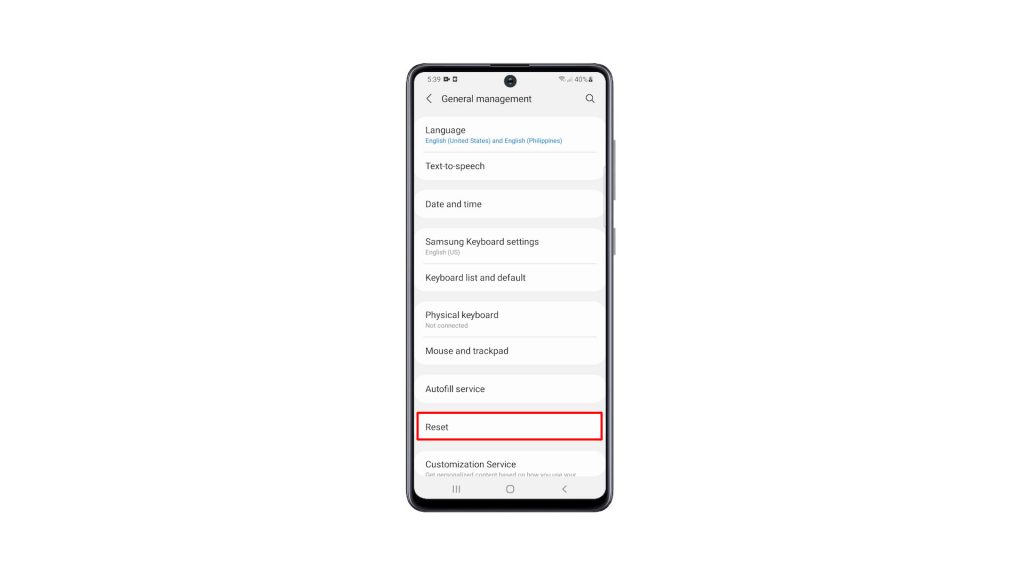 reset settings galaxy a71 3