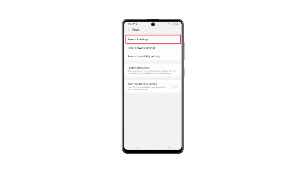 reset settings galaxy a71 4