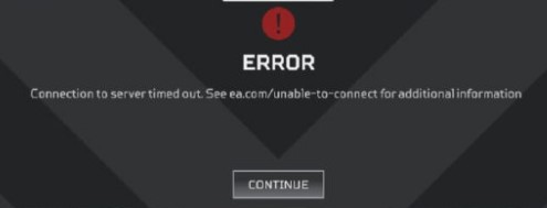 server timed out error apex legends