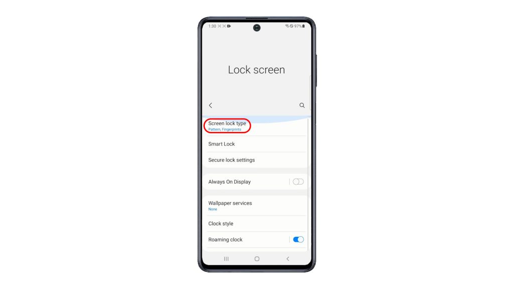 set add password on galaxy m51 screenlocktype