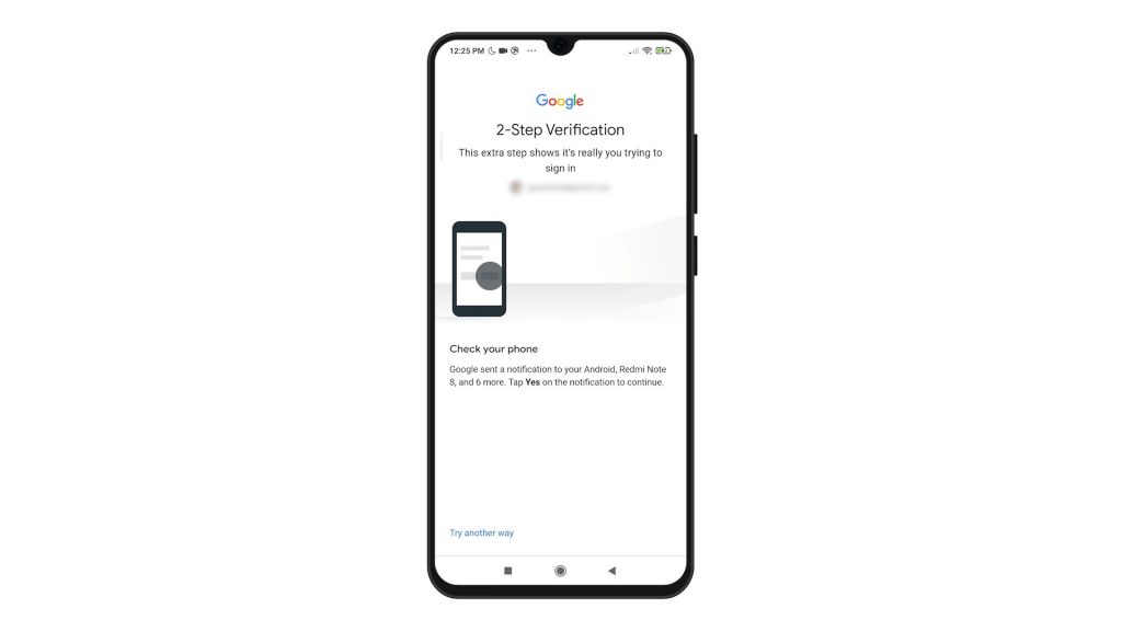 set up gmail account redmi note8pro 2stepverification