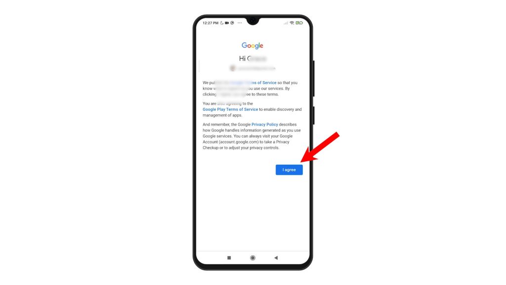 set up gmail account redmi note8pro iagree