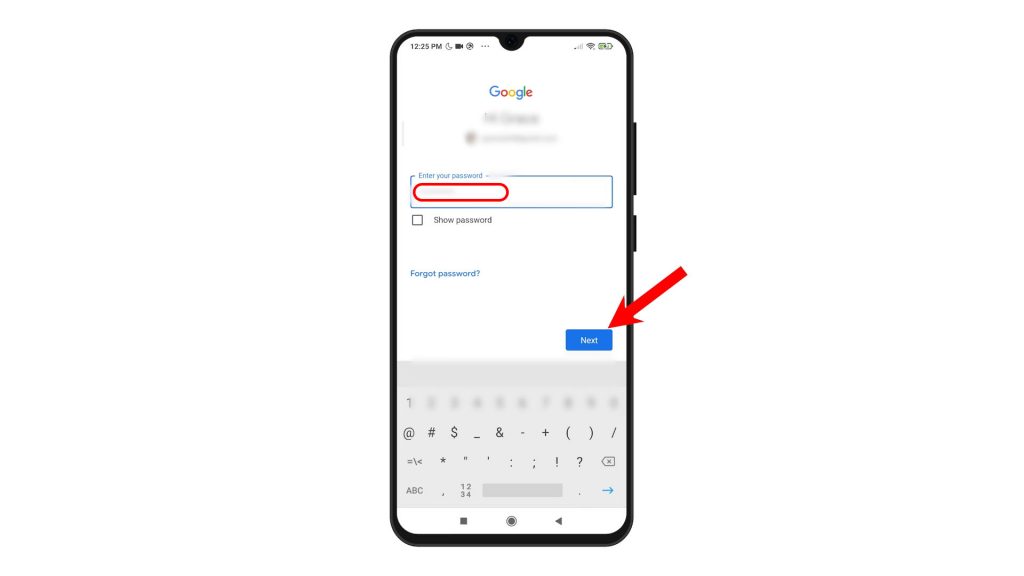 set up gmail account redmi note8pro password