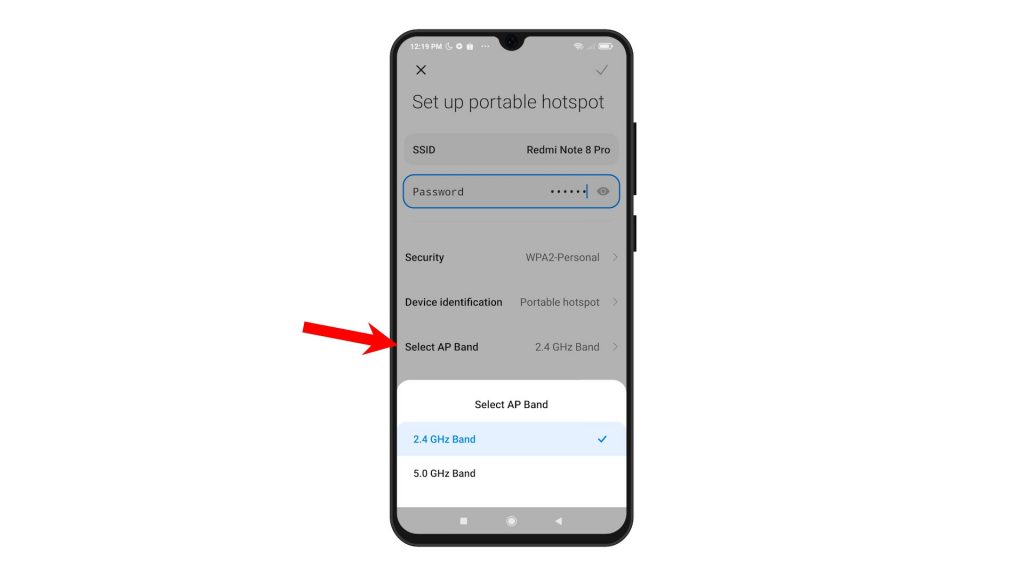 set up portable hotspot redmi note8 pro apband