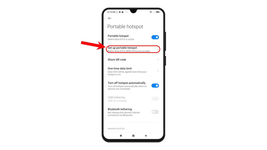 set up portable hotspot redmi note8 pro setupphs