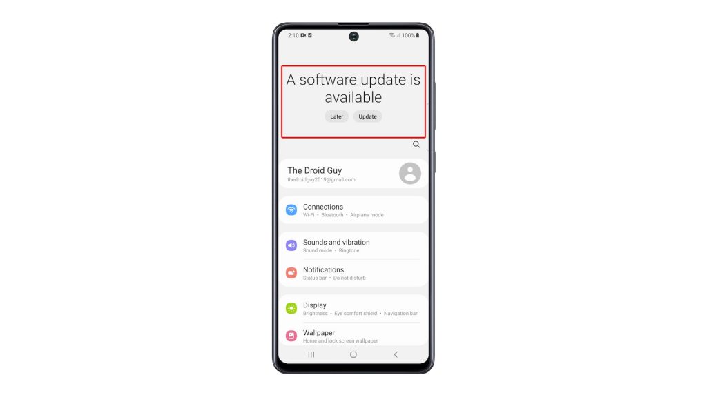 update the firmware galaxy a51 2