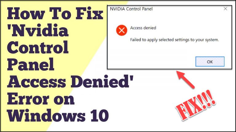 Nvidia Control Panel Access Denied