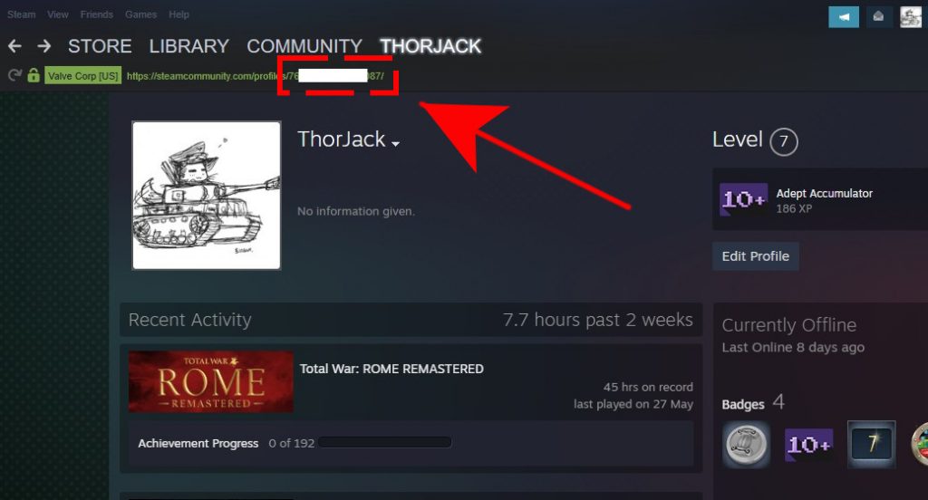 Steam ID on client 1