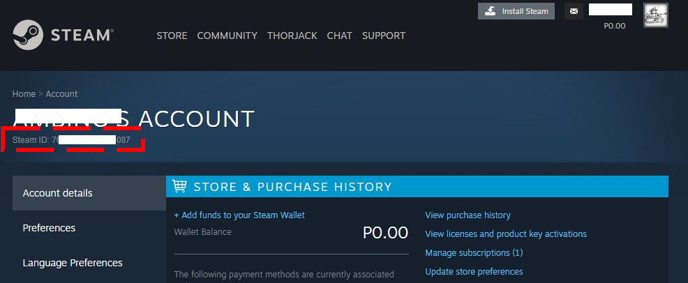 Steam ID on web browser 1