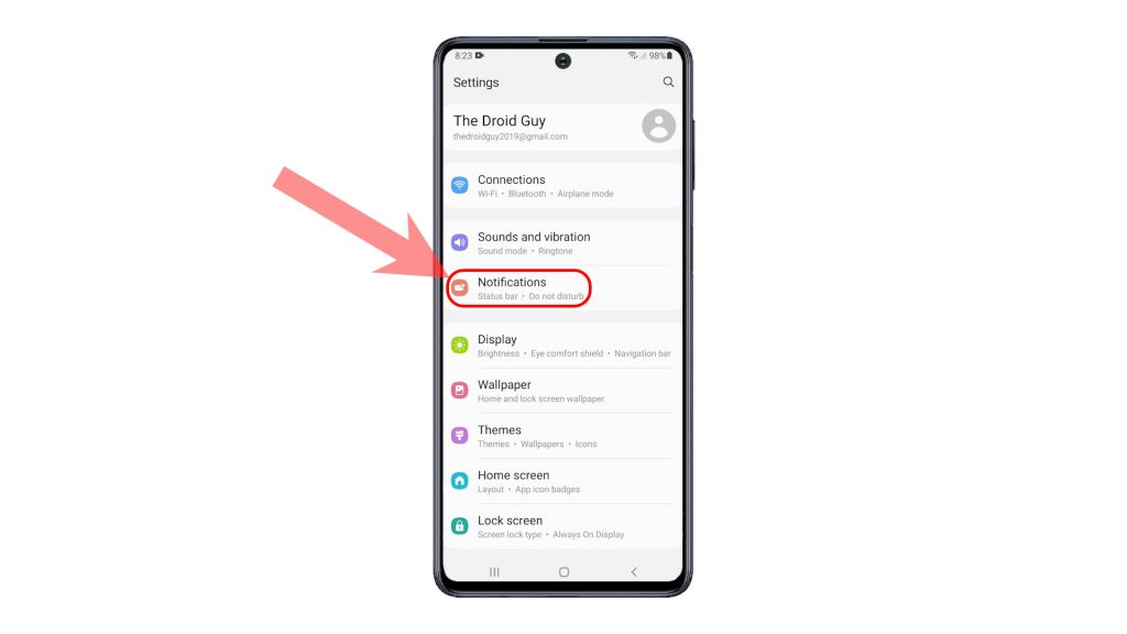 activate do not disturb mode galaxy a50 notifications